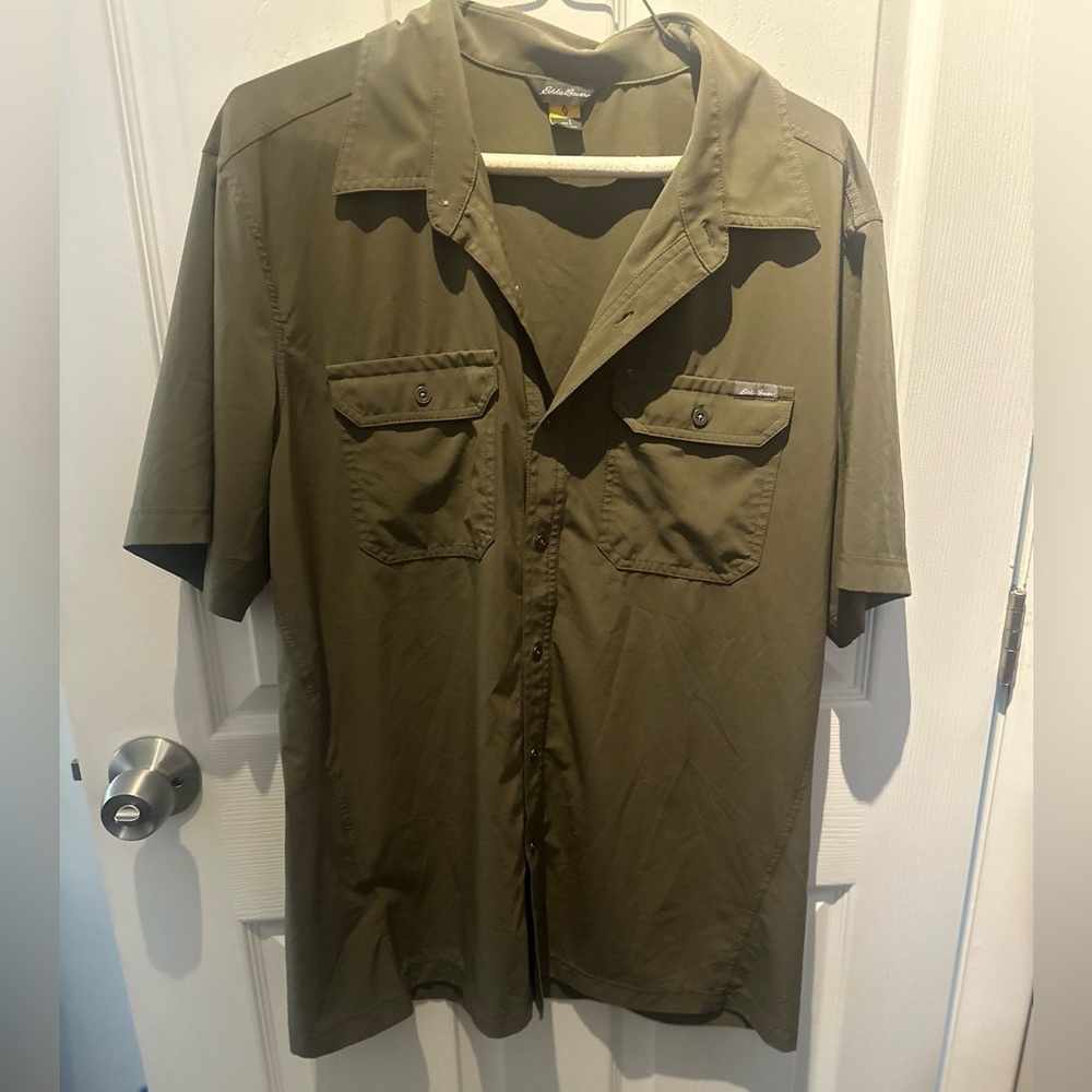 Eddie Bauer Shirt Mens L Atlas Exploration Flex Vented Hiking Button Up NWOT